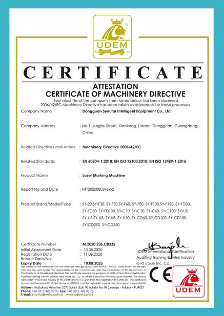 China Dongguan Synutar Intelligent Equipment Co., Ltd. certification