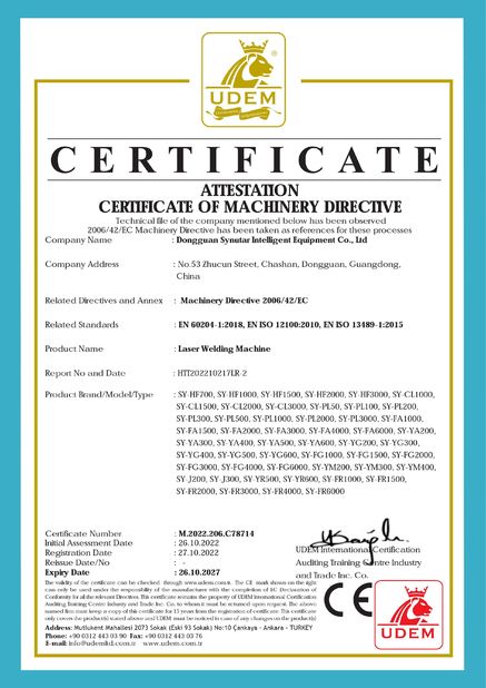 China Dongguan Synutar Intelligent Equipment Co., Ltd. certification